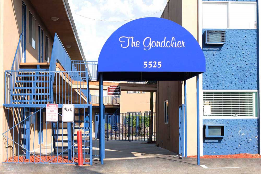 This Outside 13 photo can be viewed in person at the The Gondolier Apartments, so make a reservation and stop in today.